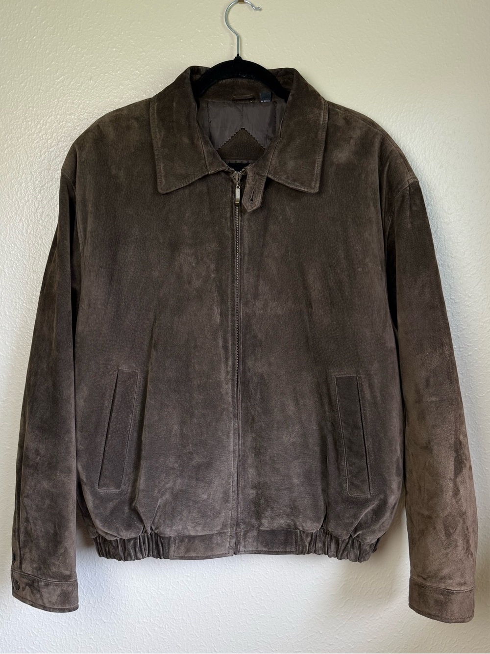 Roundtree & Yorke Brown Suede Bomber Jacket